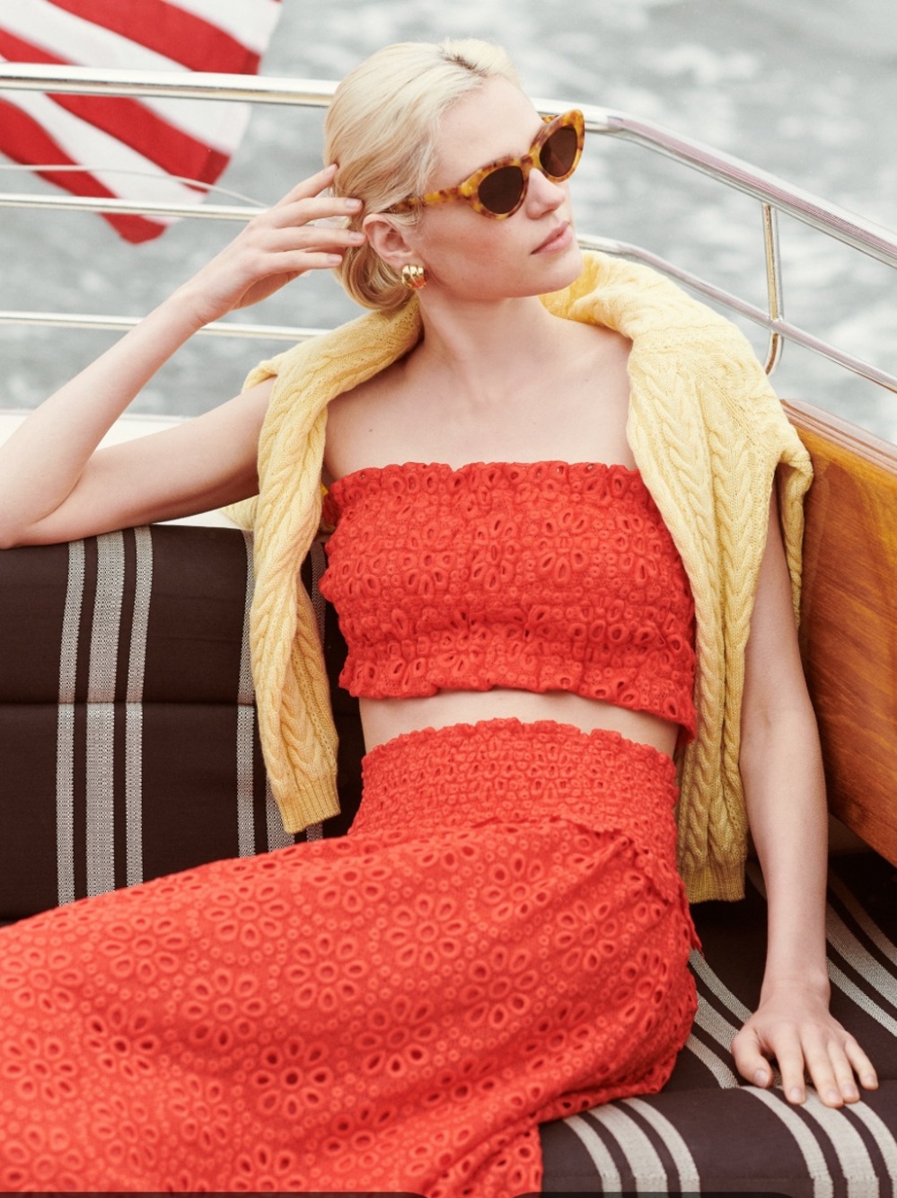 Hill House- The Scallop Lace June Nap Top in Poppy Red